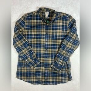 NWT L.L. Bean XXL Tall Blue and Tan Plaid Flannel Soft Men's Shirt